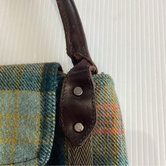 Green yellow Red Plaid Wool Tweed Magnetic Lock Small Purse * Desc - Picture 5 of 12